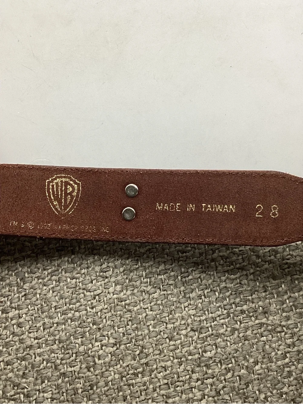 Warner Bros. Brown Leather Kids Belt with Silver Buckle and Studs
